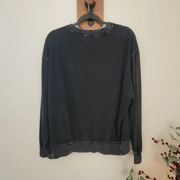 Double Zero Washed Black Crewneck Sweatshirt And Sweatpants - Picture 3 of 5